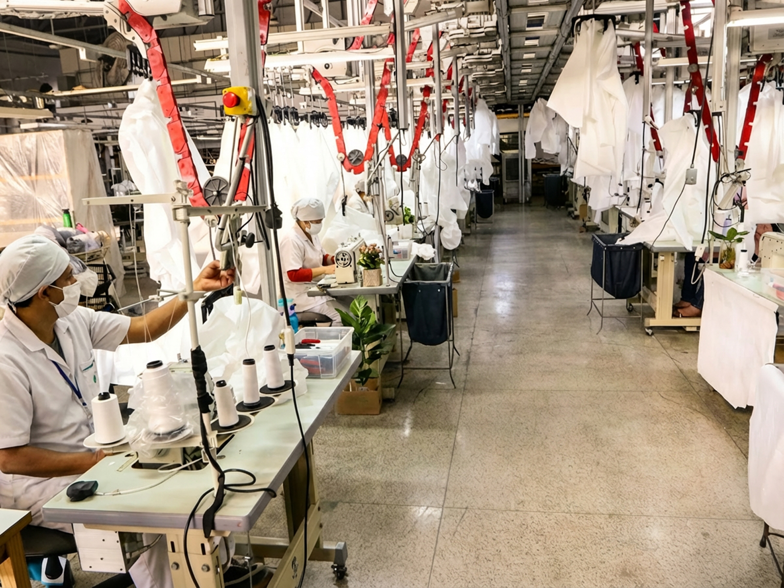 Linha de costura industrial da Destro Confecções